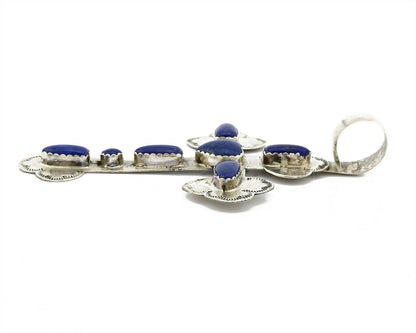 C.1980's Navajo Signed WWs & VY .925 Silver Large Lapis Cross