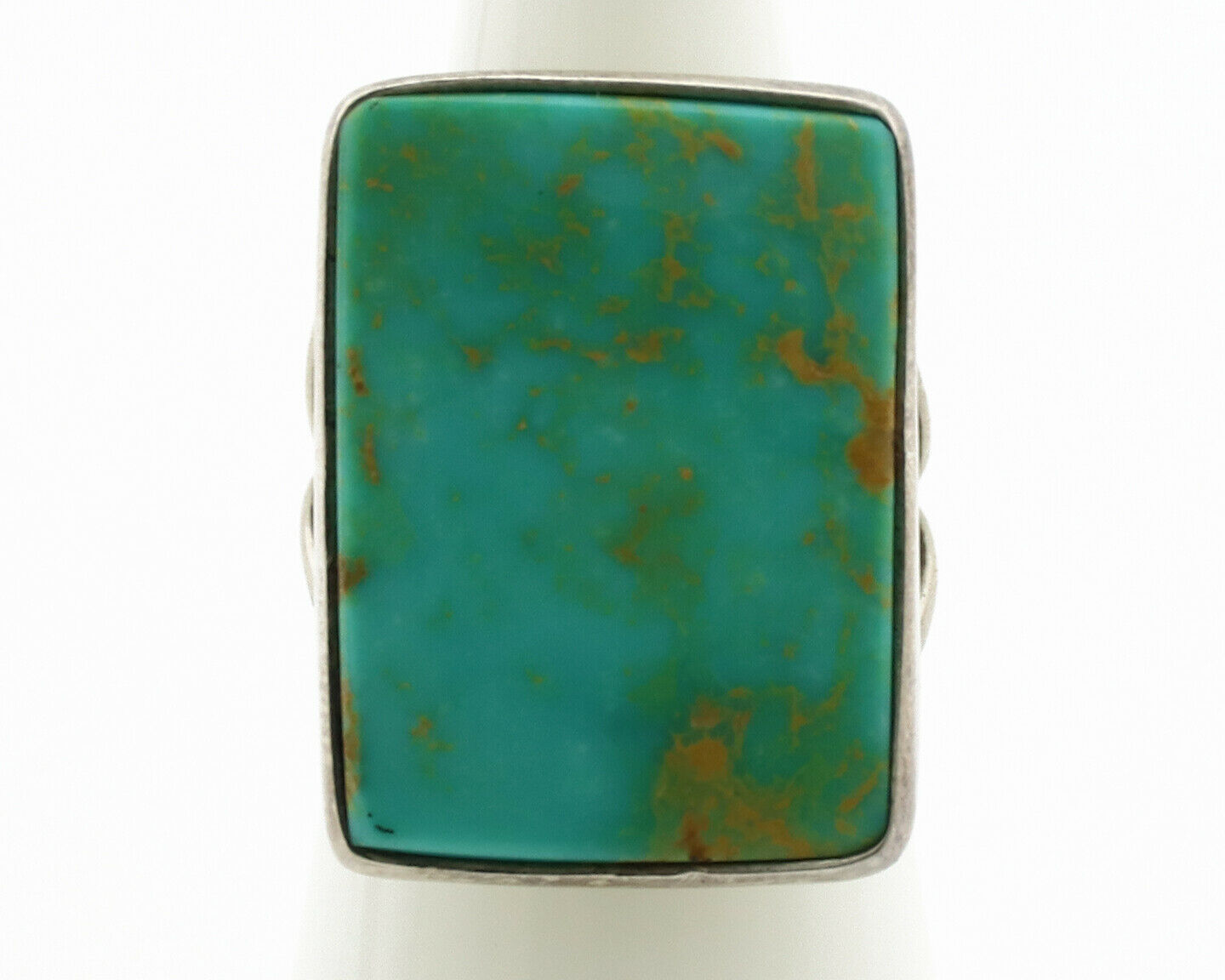 Navajo Ring .925 Silver Kingman Turquoise Artist Signed Gecko C.80's