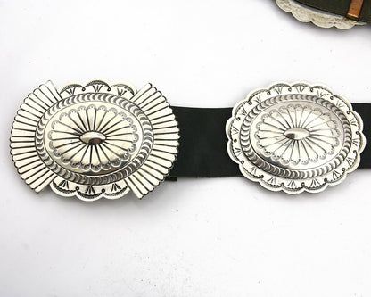 Navajo Concho Belt .925 Silver Hand Stamped Artist Susie James C.80's