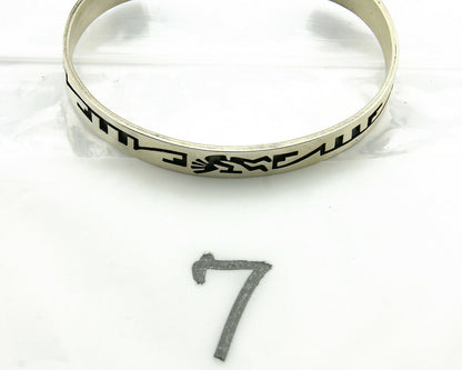 Navajo Bracelet Overlay Design .925 SOLID Sterling Silver Signed Artist SC C.80s