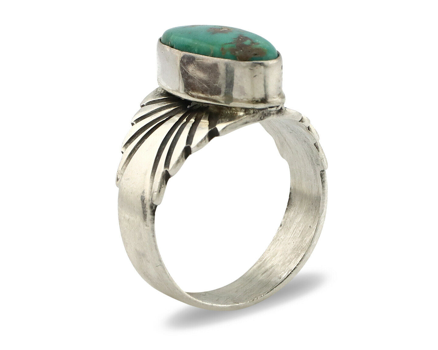 Navajo Ring .925 Silver Blue Green Arizona Turquoise Artist Signed Apache C.80's