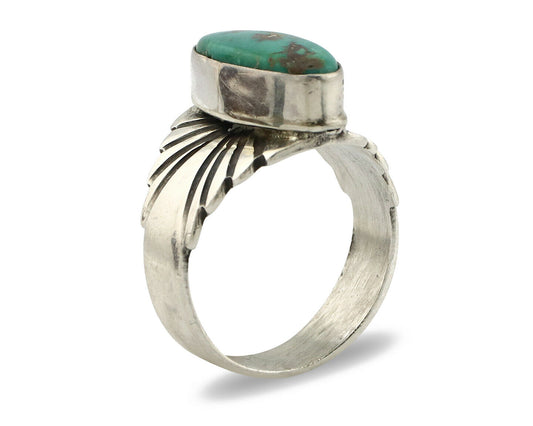 Navajo Ring .925 Silver Blue Green Arizona Turquoise Artist Signed Apache C.80's