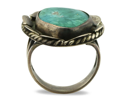 Navajo Handmade Ring .925 Silver Green Turquoise Artist Signed DC C.1980's