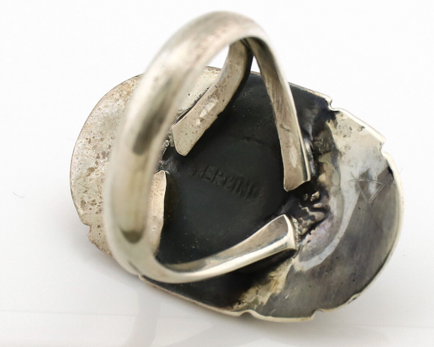 Navajo Ring .925 Silver Sleeping Beauty Turquoise Artist Signed M Montoya C.80's