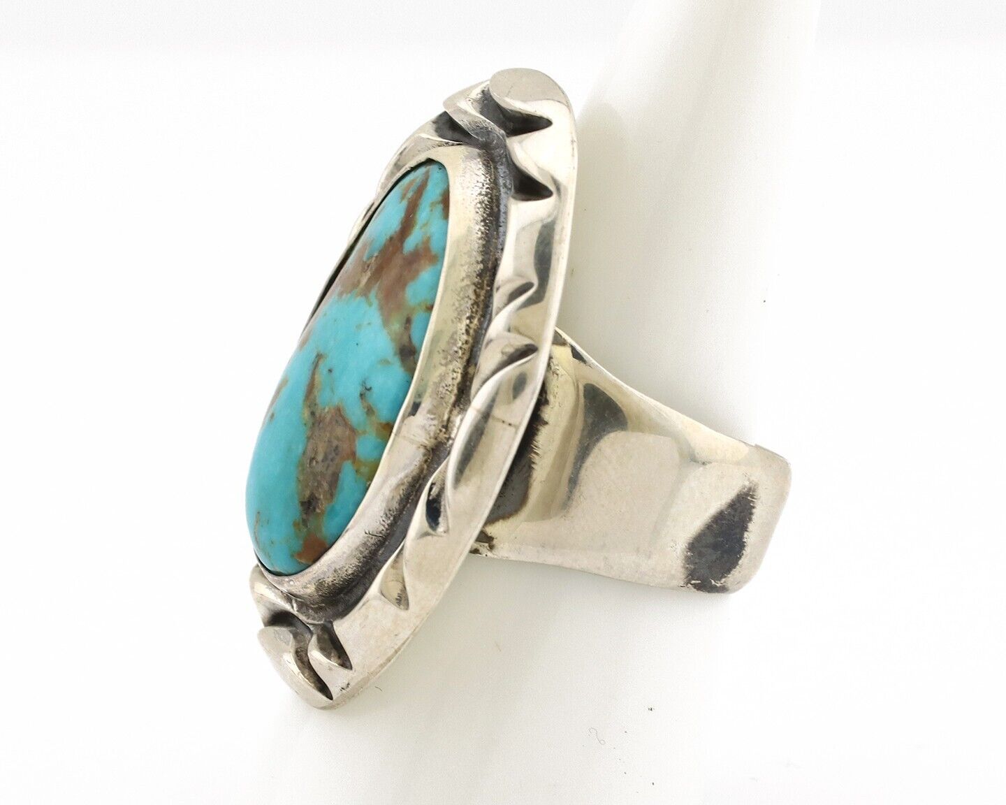 Navajo Ring 925 Silver Natural Blue Turquoise Native Artist Signed C Montoya C80