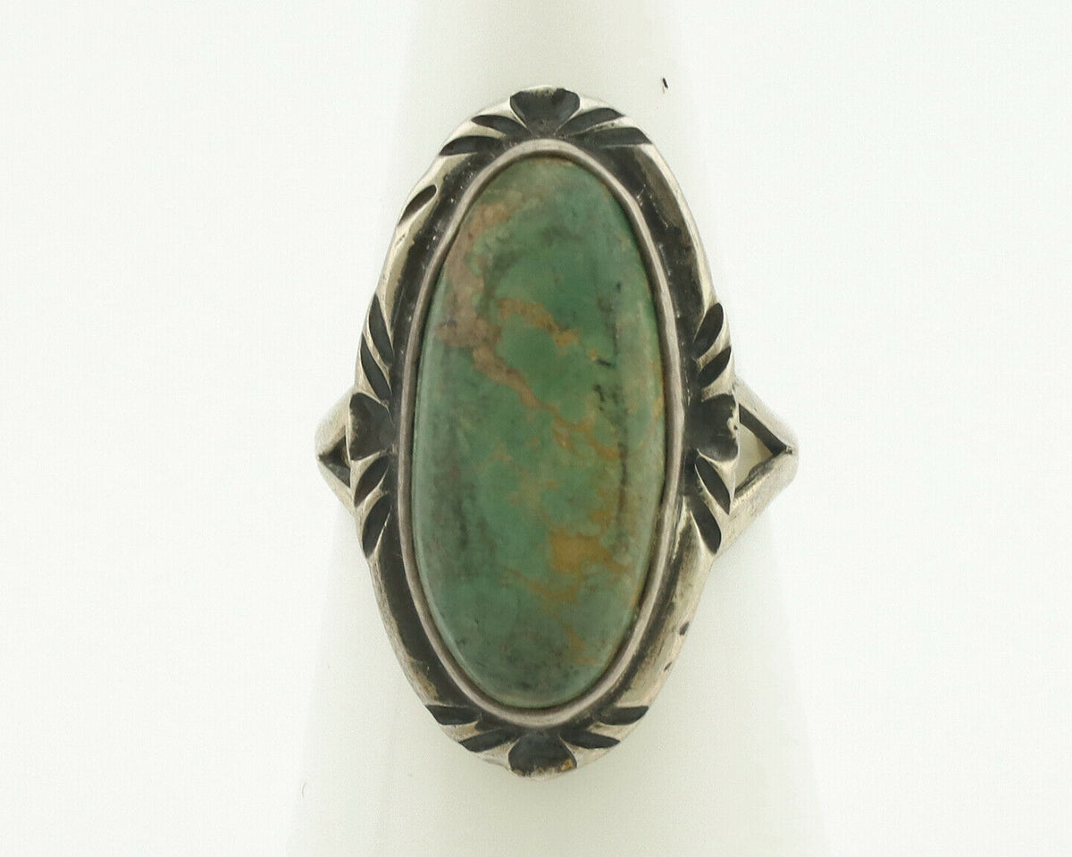Navajo Ring .925 Silver Natural Turquoise Artist Signed Native American C.80's