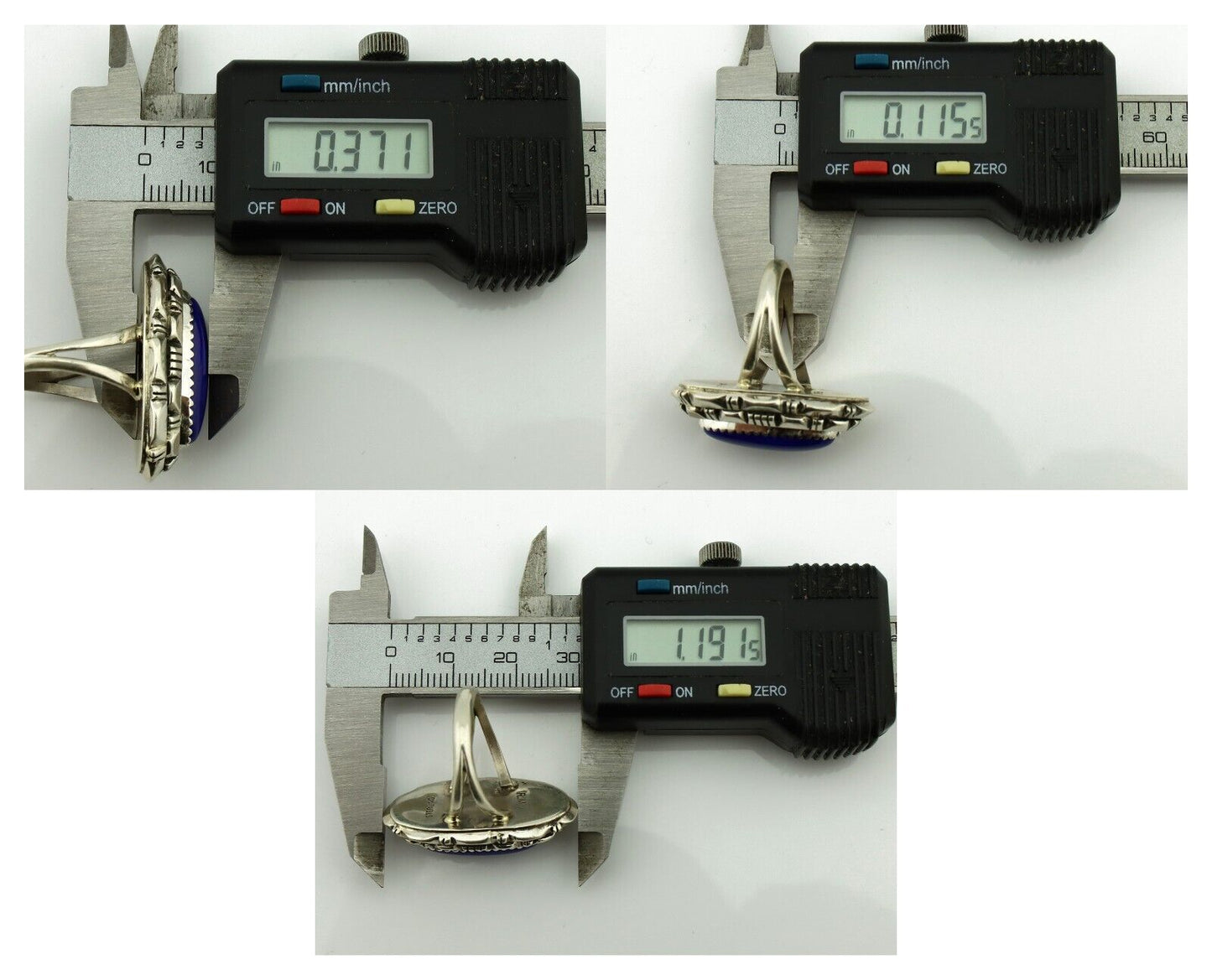 Navajo Handmade Ring 925 Silver Natural Lapis Lazuli Artist Signed RMJ C.80's