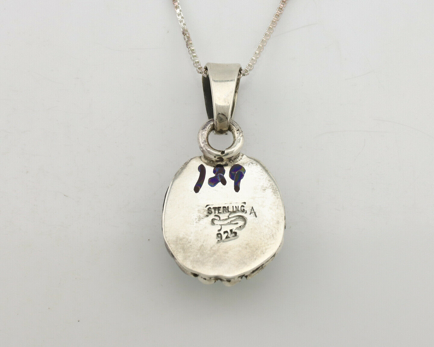 Navajo Pendant .925 Silver Kingman Turquoise Artist Signed Gecko C.80's