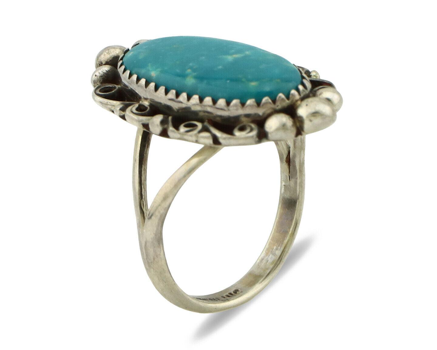Navajo Ring .925 Silver Blue Turquoise Native American Artist C.80's