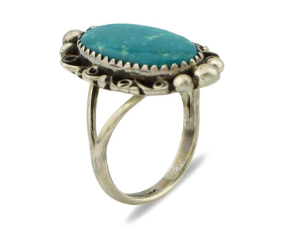 Navajo Ring .925 Silver Blue Turquoise Native American Artist C.80's