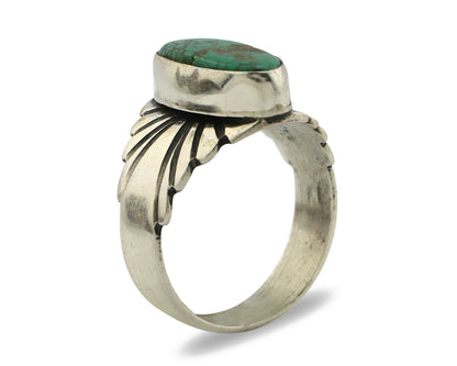 Navajo Ring .925 Silver Blue Green Arizona Turquoise Artist Signed Apache C.80's