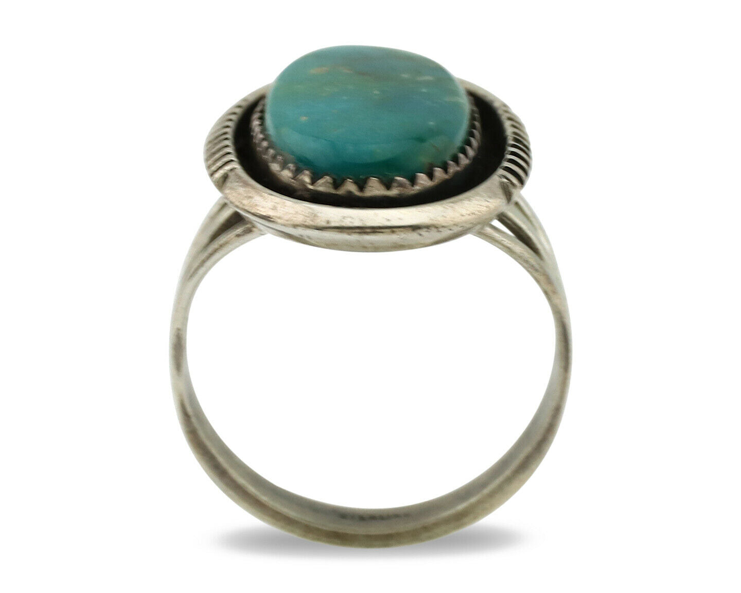 Navajo Ring .925 Silver Kingman Turquoise Native American Artist C.1980's