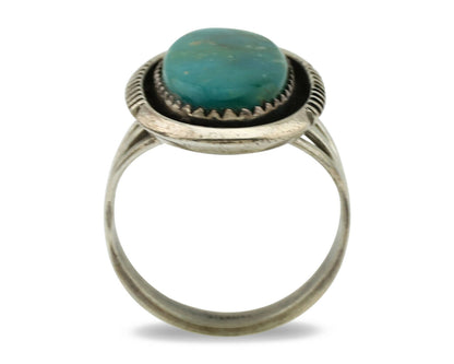 Navajo Ring .925 Silver Kingman Turquoise Native American Artist C.1980's