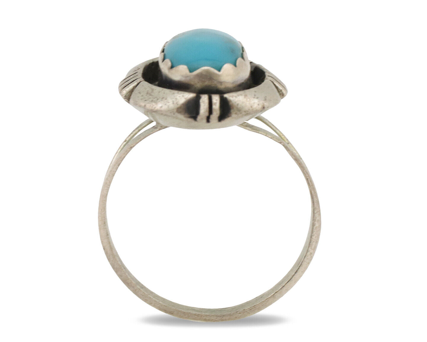 Navajo Ring .925 Silver Turquoise Native American Artist C.1980's