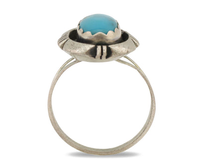 Navajo Ring .925 Silver Turquoise Native American Artist C.1980's