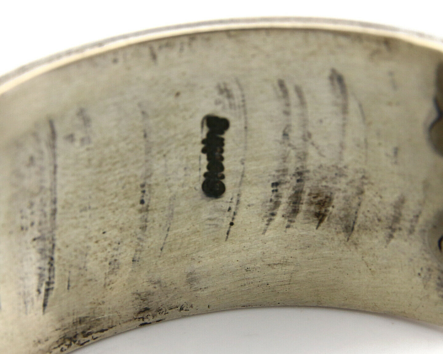 Navajo Bracelet .925 Silver Hand Stamped Overlay Signed Star C.80's