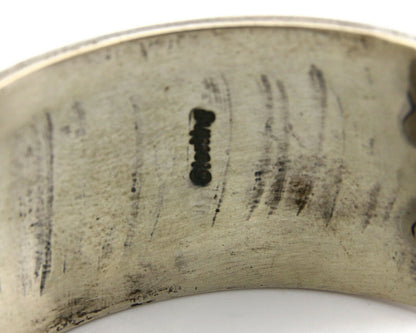 Navajo Bracelet .925 Silver Hand Stamped Overlay Signed Star C.80's