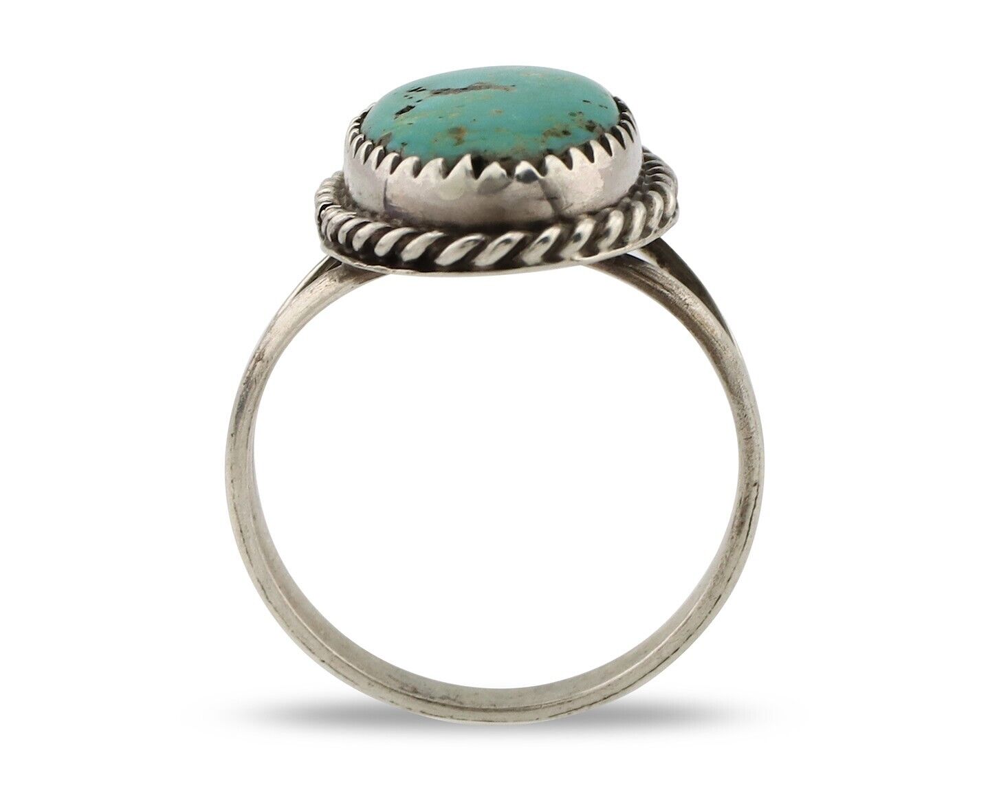 Navajo Handmade Ring 925 Silver Kingman Turquoise Artist Signed MC C.80's