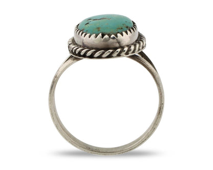 Navajo Handmade Ring 925 Silver Kingman Turquoise Artist Signed MC C.80's