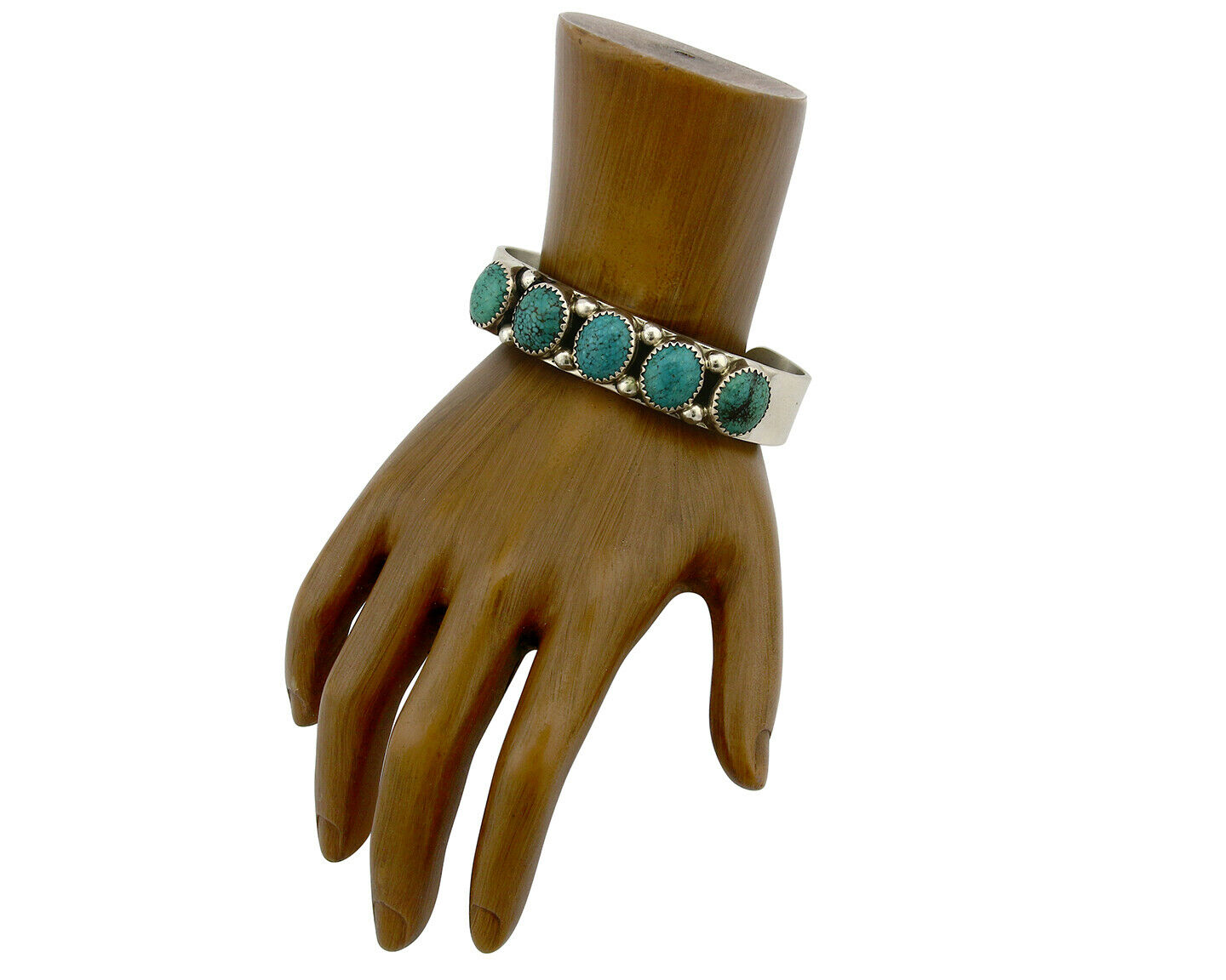 Navajo Bracelet .925 Silver Sleeping Beauty Turquoise Signed C Jones C.80's