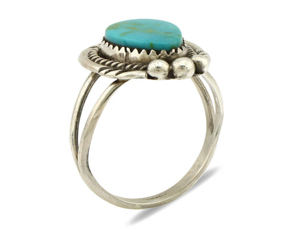 Navajo Ring .925 Silver Kingman Turquoise Artist Signed A C.1980's