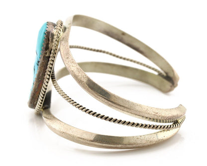 Navajo Cuff Bracelet 925 Silver Natural Blue Turquoise Native American Artist