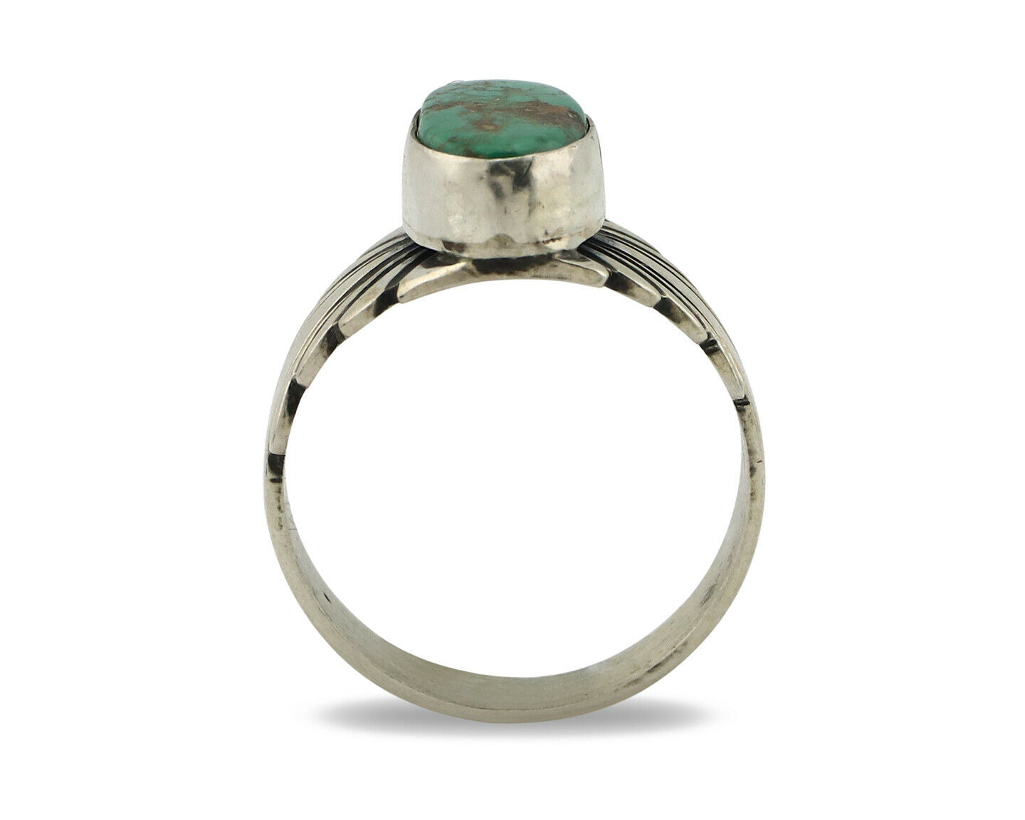 Navajo Ring .925 Silver Blue Green Arizona Turquoise Artist Signed Apache C.80's