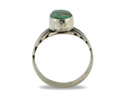 Navajo Ring .925 Silver Blue Green Arizona Turquoise Artist Signed Apache C.80's