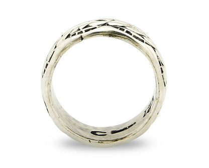 Navajo Ring .925 Silver Handmade Hand Stamped 3 Row Rope Band C.1980s