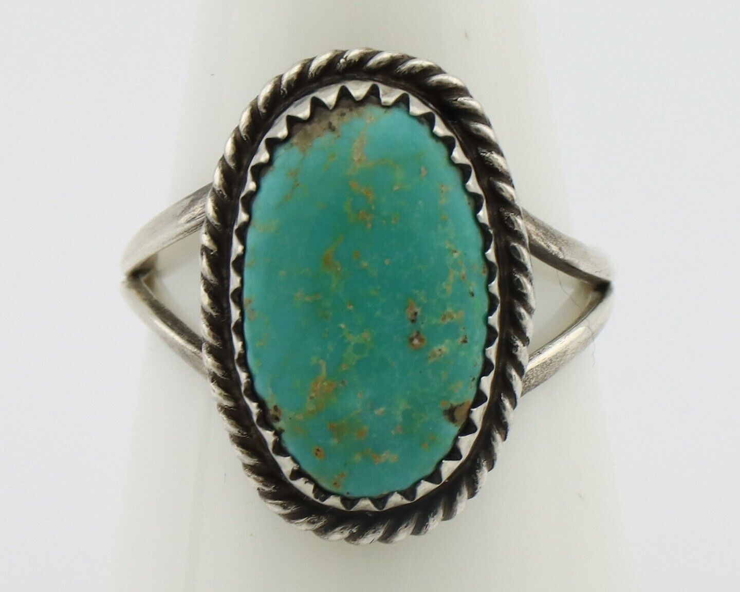 Navajo Handmade Ring 925 Silver Kingman Turquoise Artist Signed MC C.80's