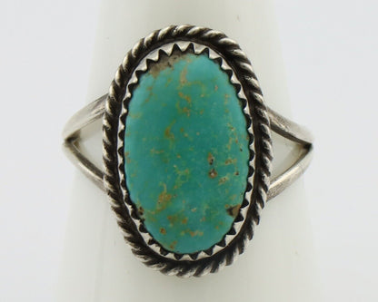 Navajo Handmade Ring 925 Silver Kingman Turquoise Artist Signed MC C.80's