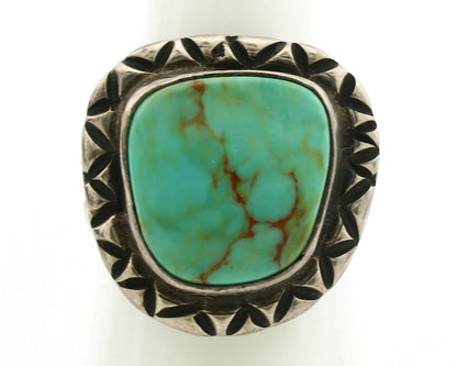 Navajo Ring .925 Silver Kingman Turquoise Artist Signed Gecko C.1980's