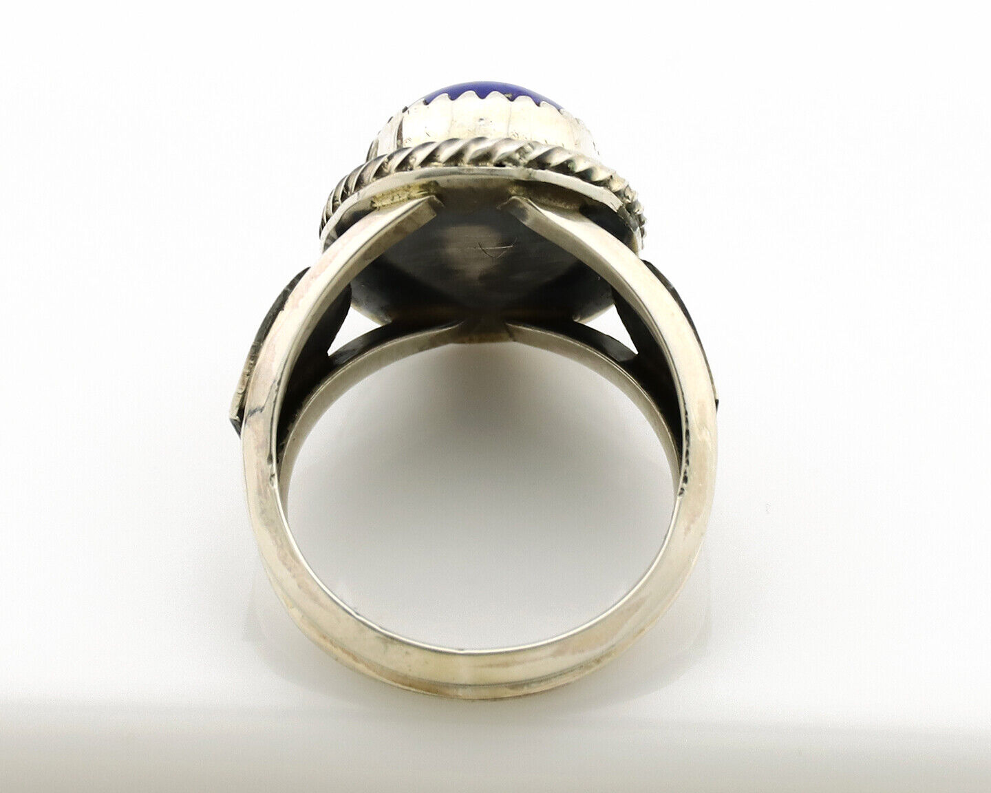 Navajo Ring 925 Silver Natural Handmade Natural Lapis Native American Artist C80