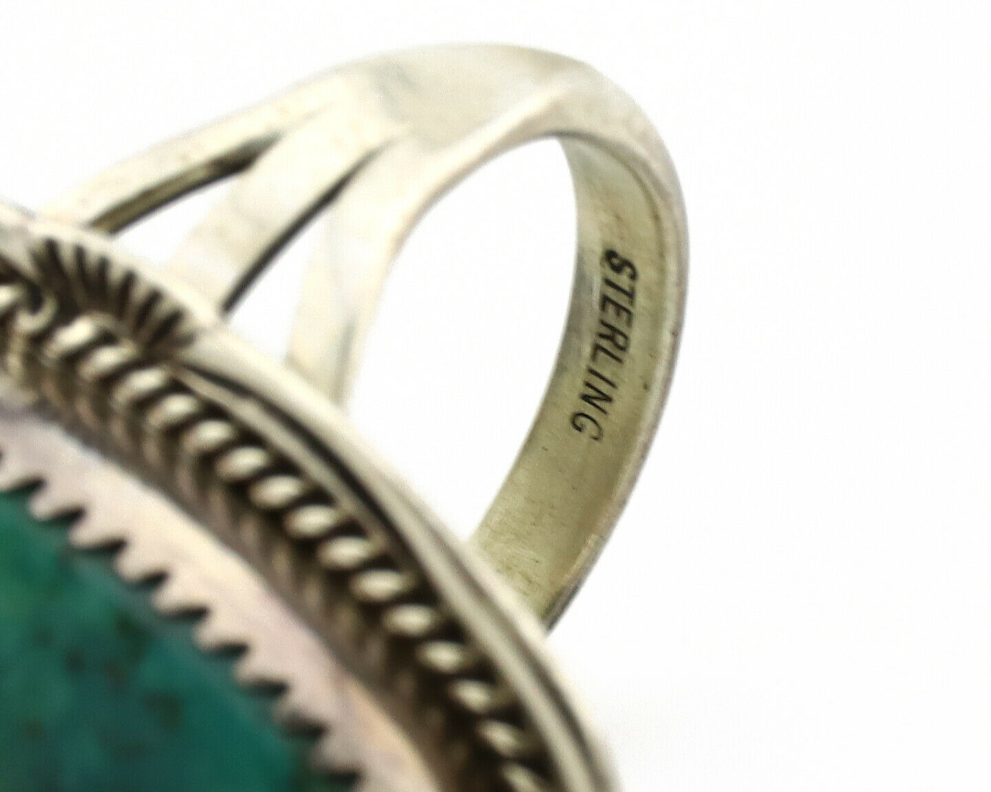 Navajo Ring .925 Silver Kingman Turquoise Artist Signed M Begay C.1980's