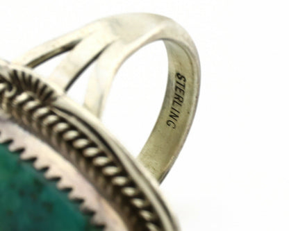 Navajo Ring .925 Silver Kingman Turquoise Artist Signed M Begay C.1980's