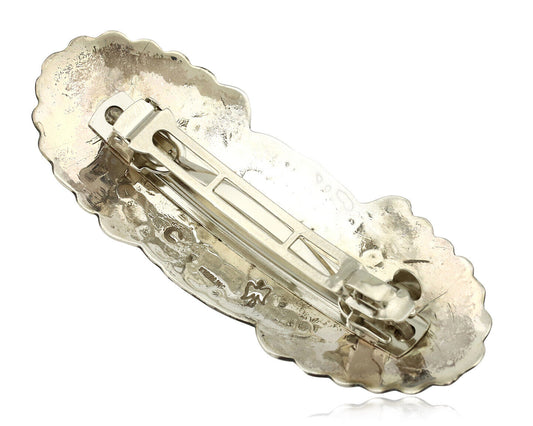Navajo Hair Clip Barrette .925 Silver Hand Stamped Artist Signed C Montoya C80s