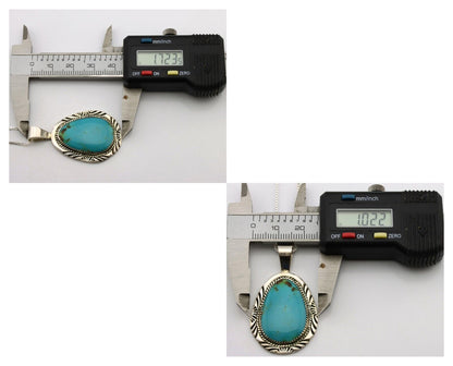 Navajo Necklace .925 Silver Kingman Turquoise Native American Signed C.1980's