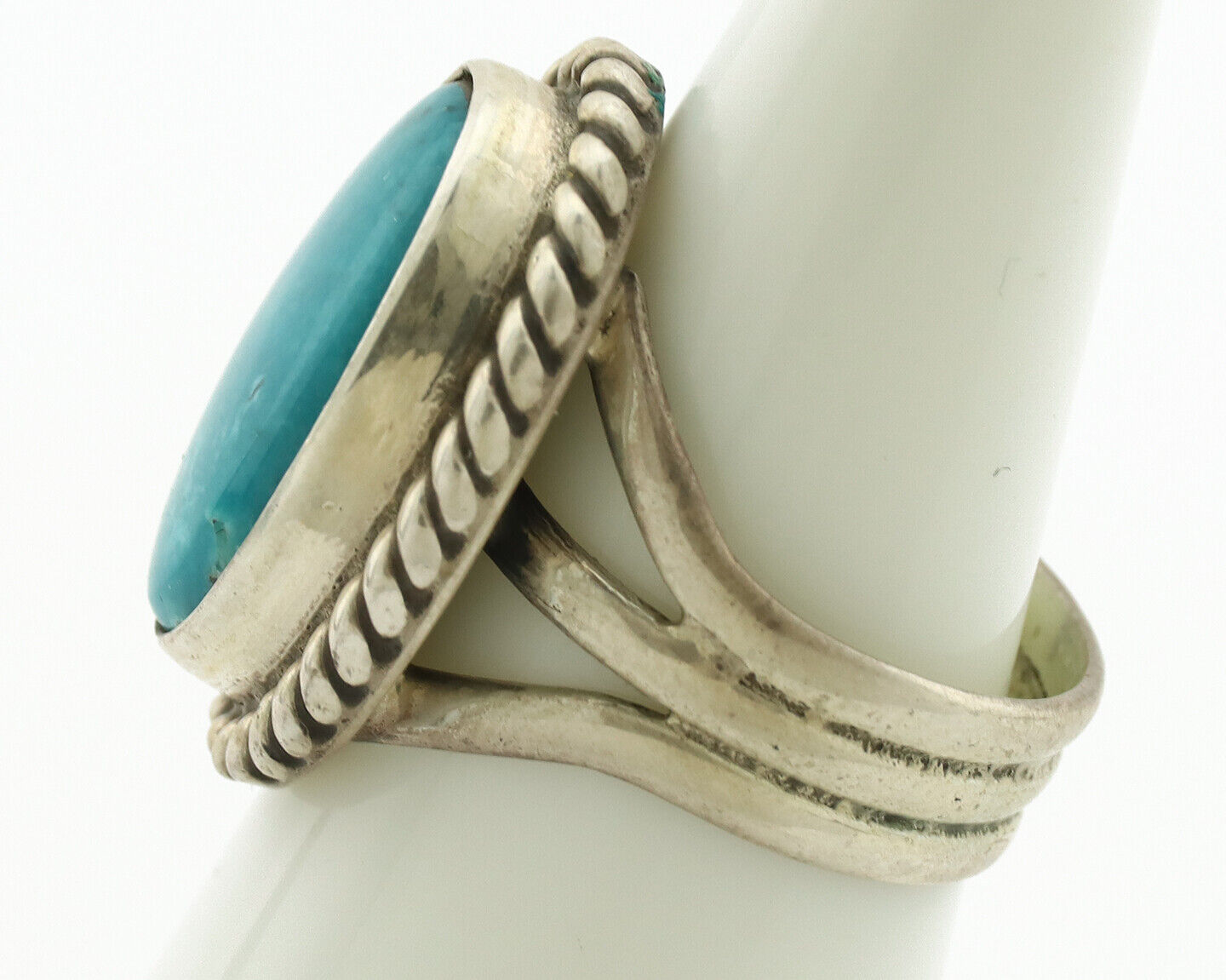 Navajo Ring .925 Silver Natural Blue Turquoise Native American Artist C.1980's