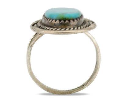 Navajo Ring .925 Silver Nevada Turquoise Native American Artist C.1980's