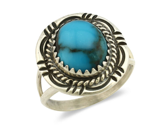 Navajo Ring .925 Silver Blue Southwest Turquoise Native Artist C.1980's