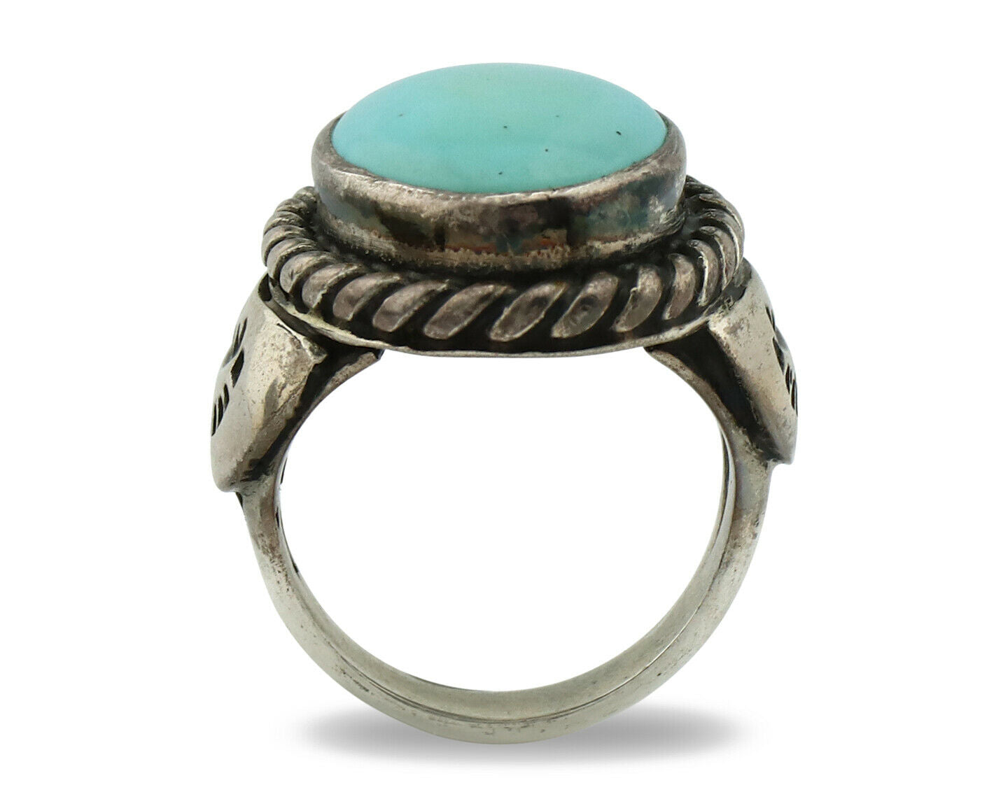 Navajo Ring .925 Silver Blue Turquoise Artist Signed Montoya C.80's