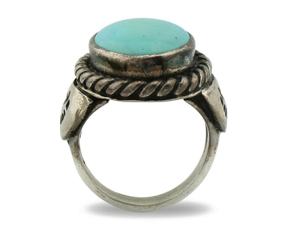 Navajo Ring .925 Silver Blue Turquoise Artist Signed Montoya C.80's