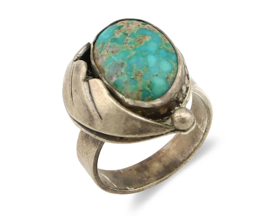Navajo Ring .925 Silver Kingman Turquoise Native American Artist C.1980's