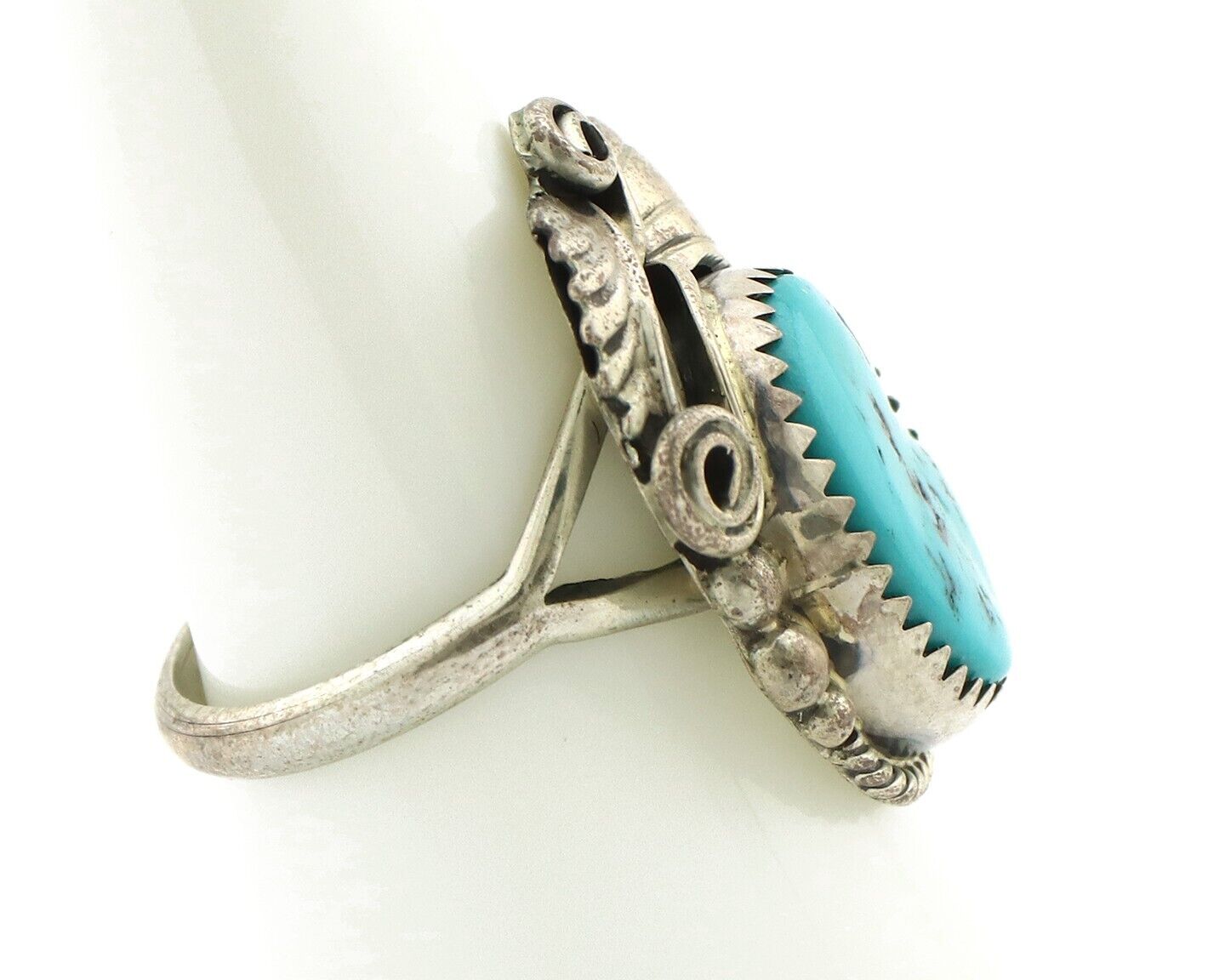Navajo Ring .925 Silver Sleeping Beauty Turquoise Native Artist C.80's