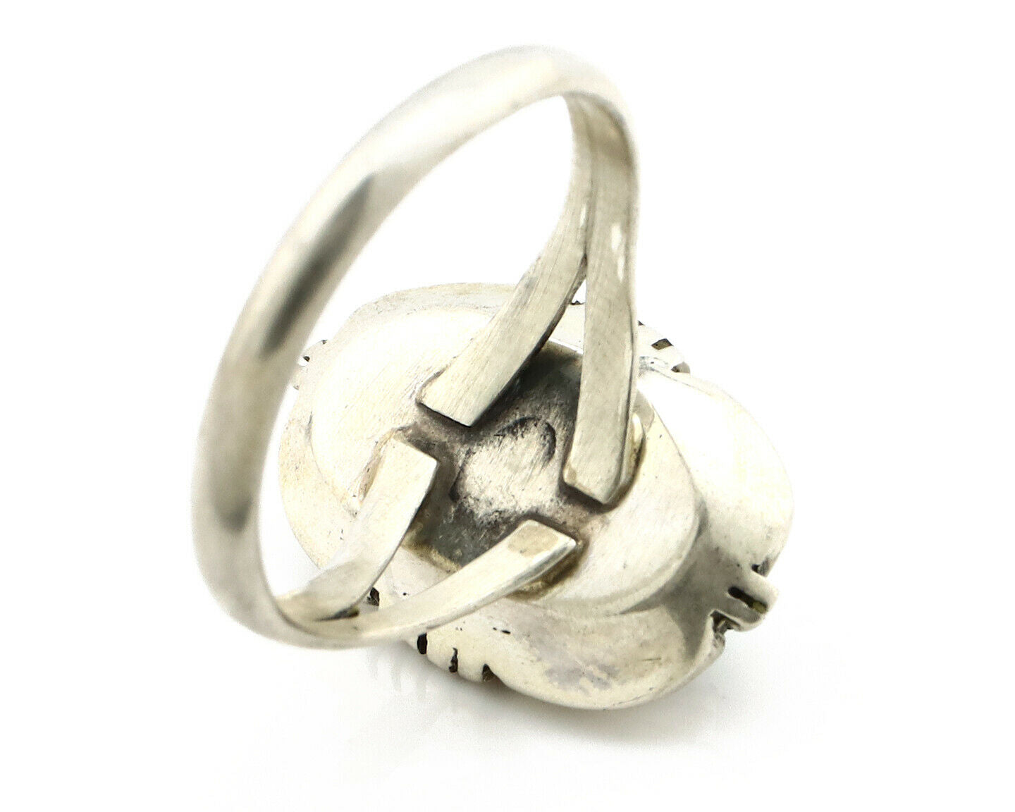 Navajo Ring .925 Silver Blue Gem Turquoise Handmade Native American Artist C80s