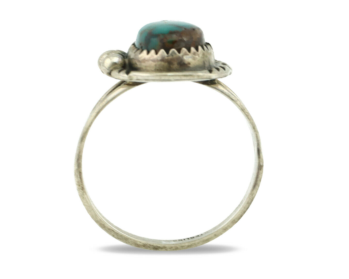 Navajo Ring .925 Silver Natural Turquoise Native American Artist C.80's