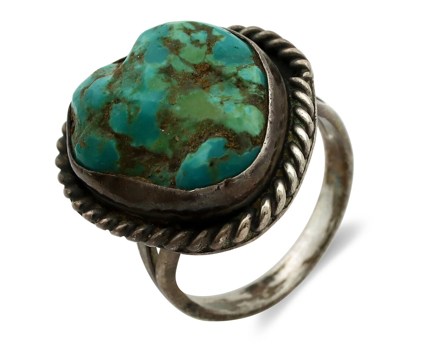 Navajo Ring 925 Silver Seafoam Turquoise Native American Artist C.1980's