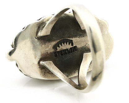 Navajo Ring .925 Silver Arizona Turquoise Signed Apache Manufacturing C80s