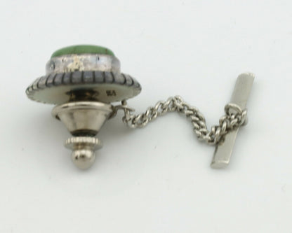 Navajo Tie Tack .925 Silver Manassas Turquoise Native American Artist C.80's