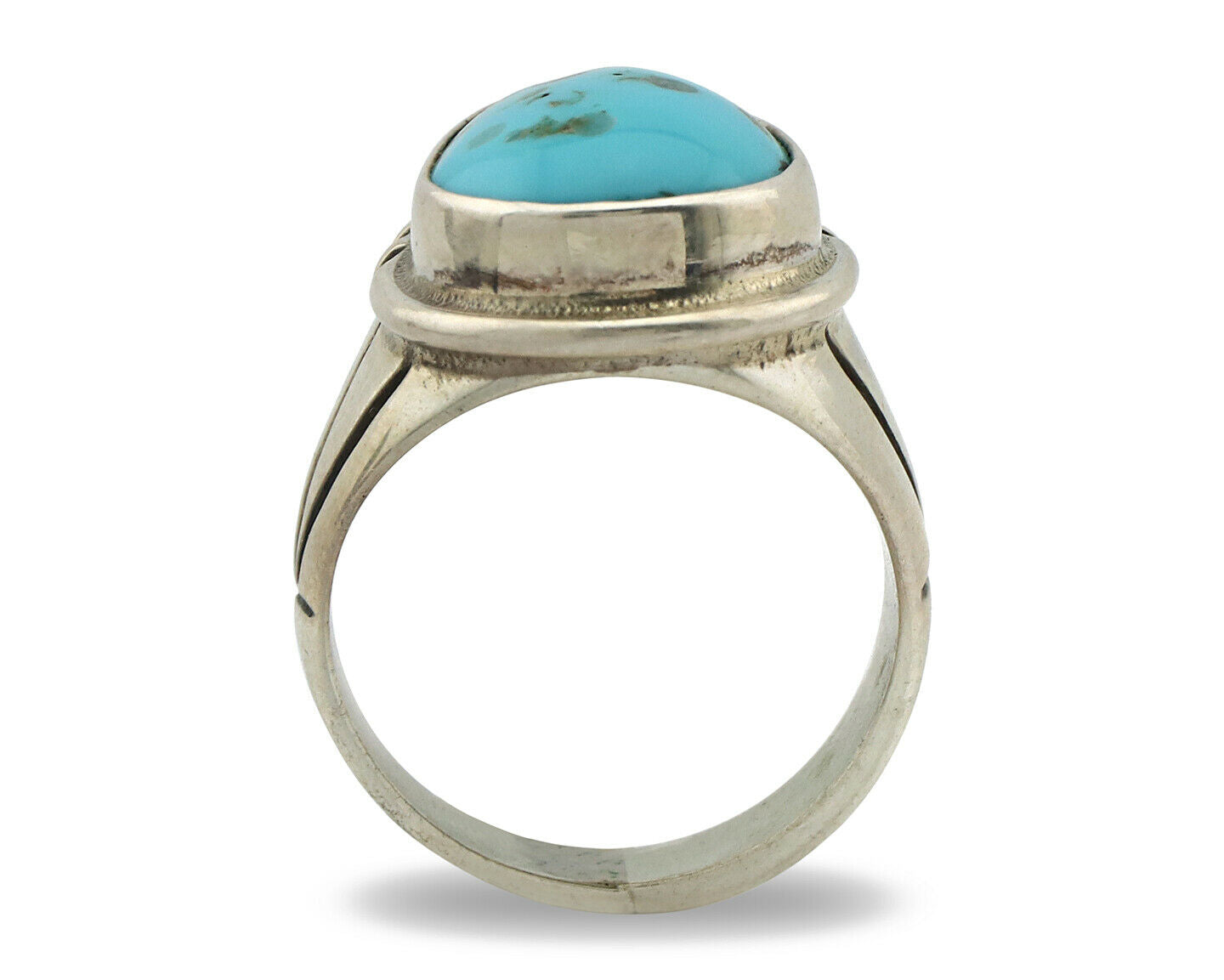 Navajo Ring .925 Silver Turquoise Mountain Native American Artist C.80's